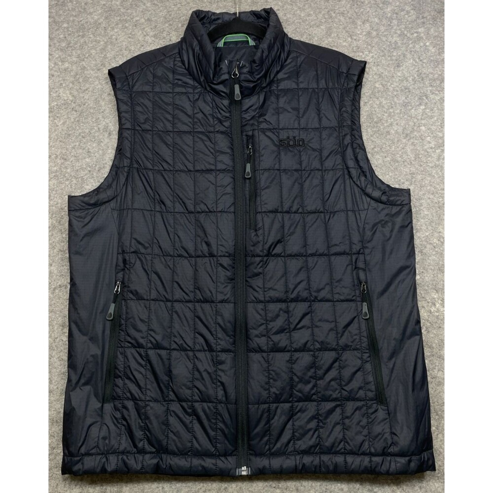 Stio Azura Insulated Vest Mens L Black Quilted Outdoor Hiking Gorpcore Full Zip